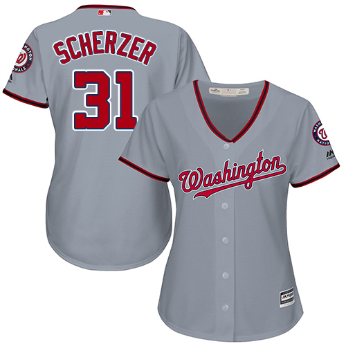 Nationals #31 Max Scherzer Grey Road Women's Stitched MLB Jersey